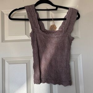 Free People Textured Purple Tank Top
